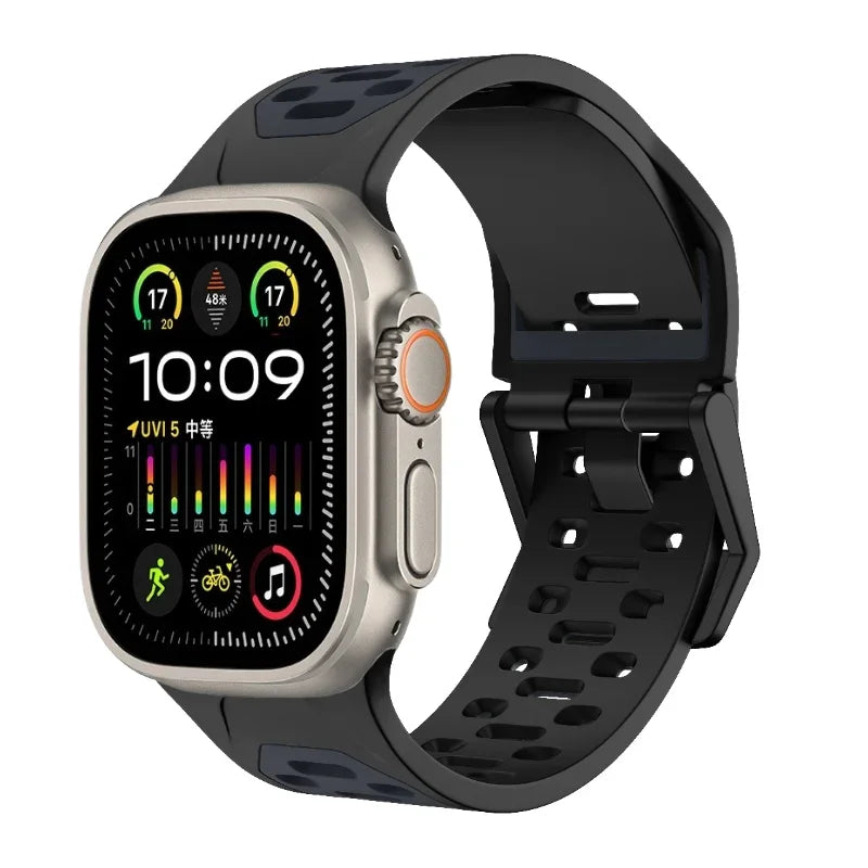 Silicone Strap For Apple Watch Band Ultra 3/2 49mm 11 10 9 8 7 46mm 45mm Breathable two-color Bracelet iWatch 6 5 4 SE 44mm Belt