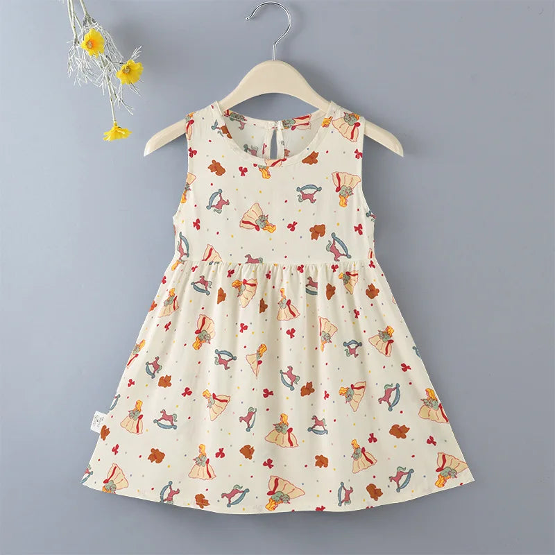 Baby Girls Summer Dress Sleeveless Cute Print Children's Dresses Cotton Toddler Kids Party Sundress Clothes Baby Clothing Skirts