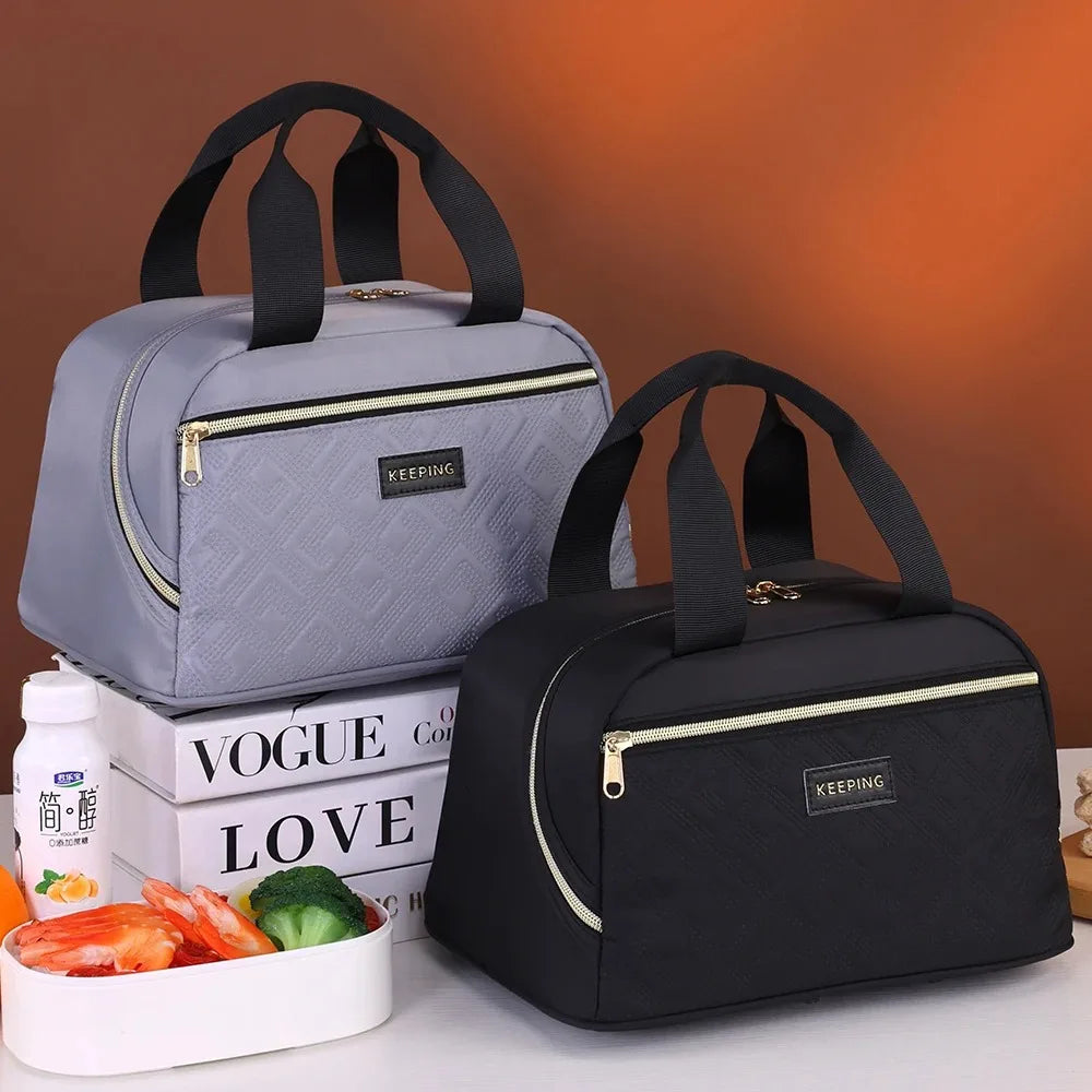 Portable Lunch Bag for OL Women Thermal Insulated Lunch Box Tote Cooler Handbag Waterproof Bento Pouch Office Food Shoulder Bags