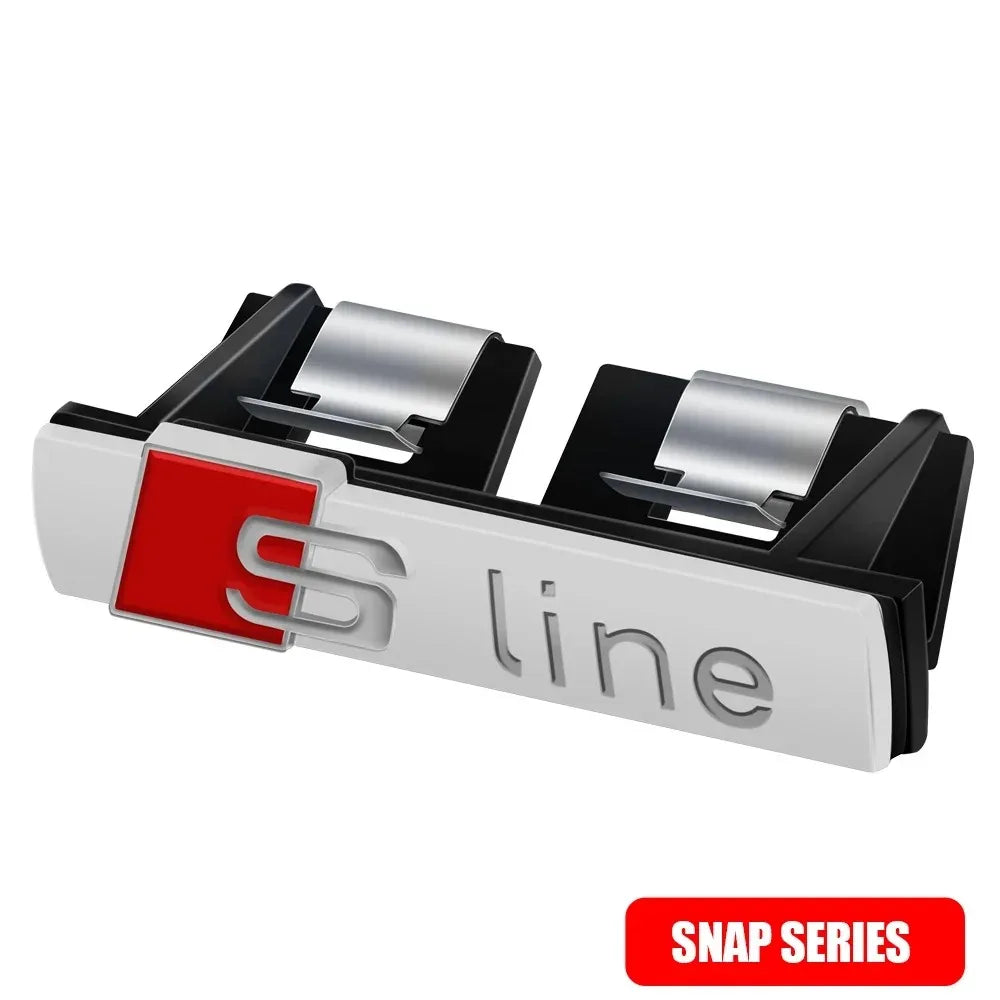 S Line 3D Logo Car Front Grille Badge Sticker Metal S Line Emblem For Audi Sline RS A3 A4 A5 A6 A7 A8 S3 RS3 RS5 RS6 S4 Q2 Q5 Q3
