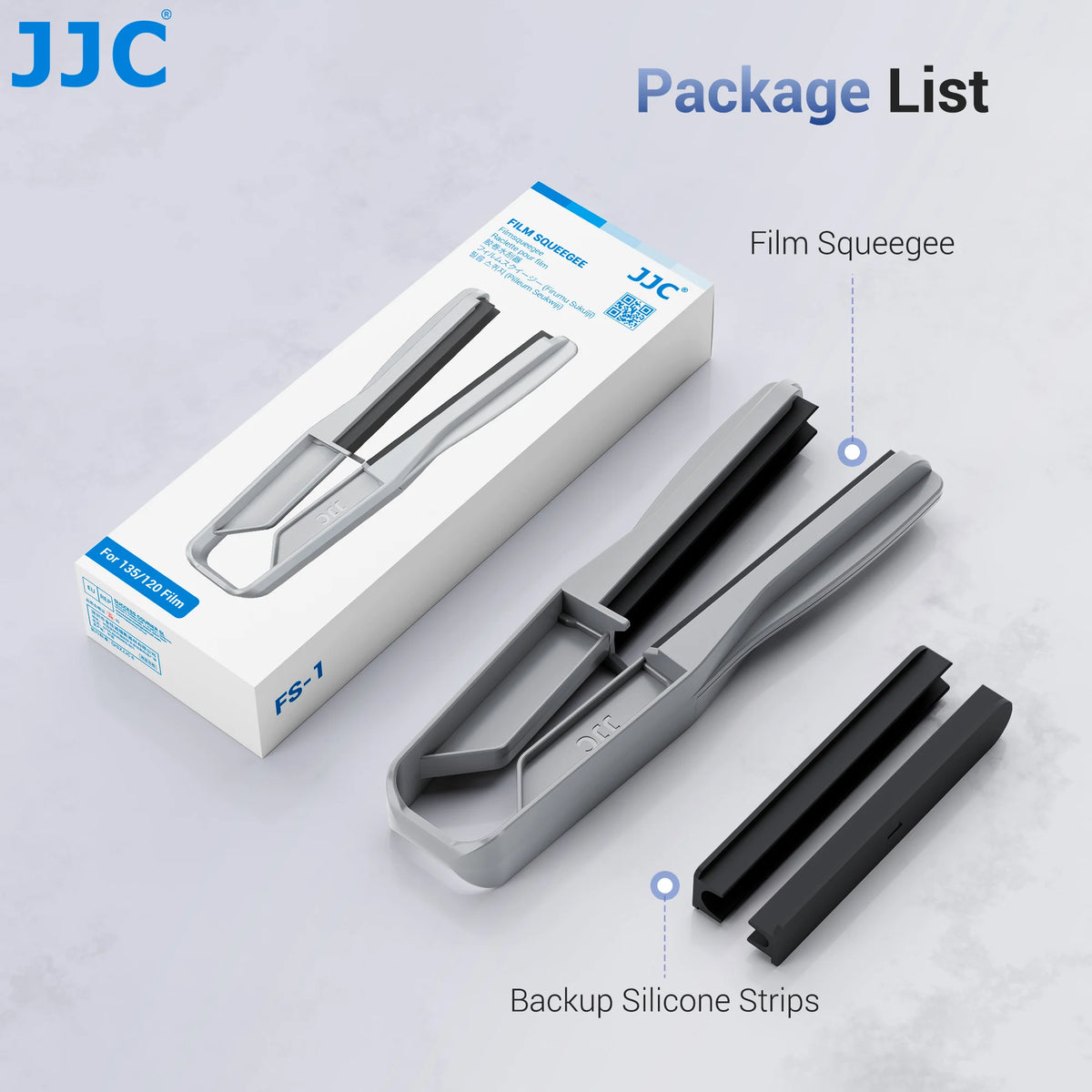 JJC Film Squeegee for 35mm and 120 Film, Film Wiper with Silicone Blades to Dry Water No Marks and Scratches Leave