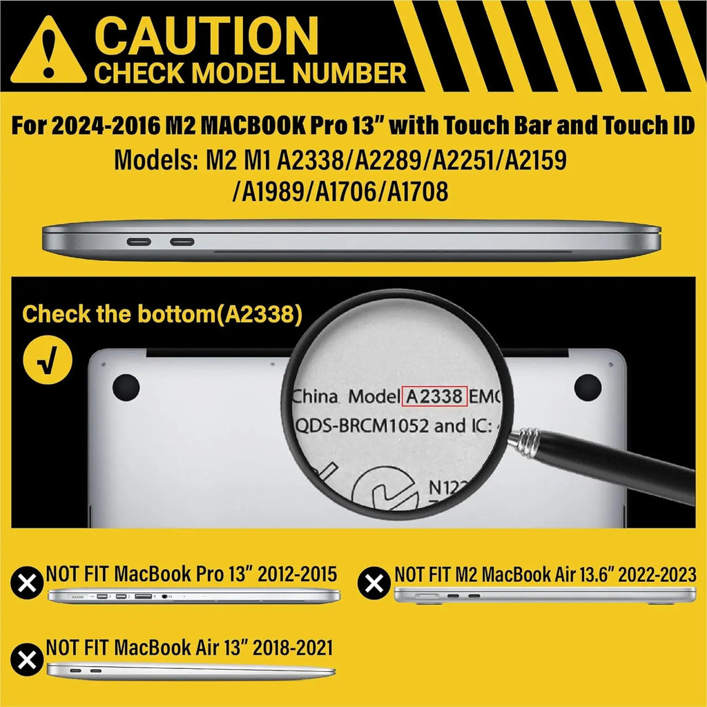 For MacBook Pro 13 inch Case 2022-2016 Release M1 A2338 A2289 A2251 A2159 A1989 A1706 A1708 Protective Hard Case Crystal Clear
