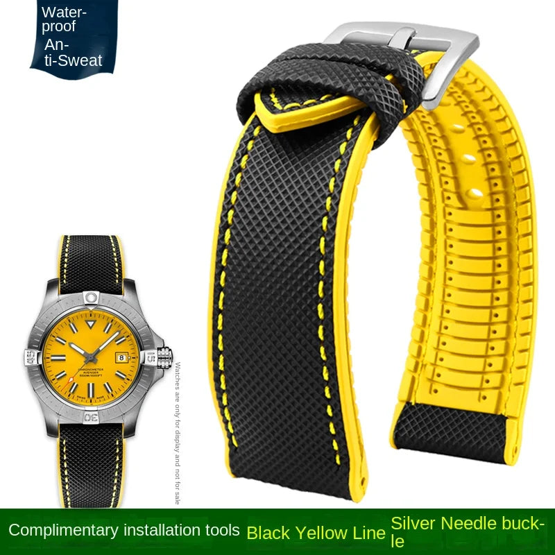 For Longines Seiko water ghost Hamilton series nylon rubber Bottom watch strap 20mm 22mm 23 Strap Men soft Waterproof Wrist Band