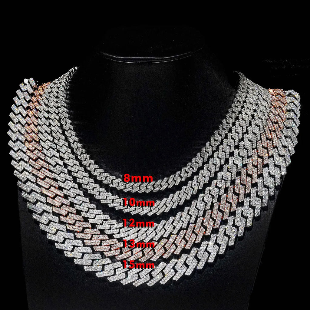 Drop Shipping Hip Hop Cuban Link Chain Necklace Silver/18k Gold Plated 10/12/14/15/20mm Iced Out Diamond CZ Gift for Him/Her