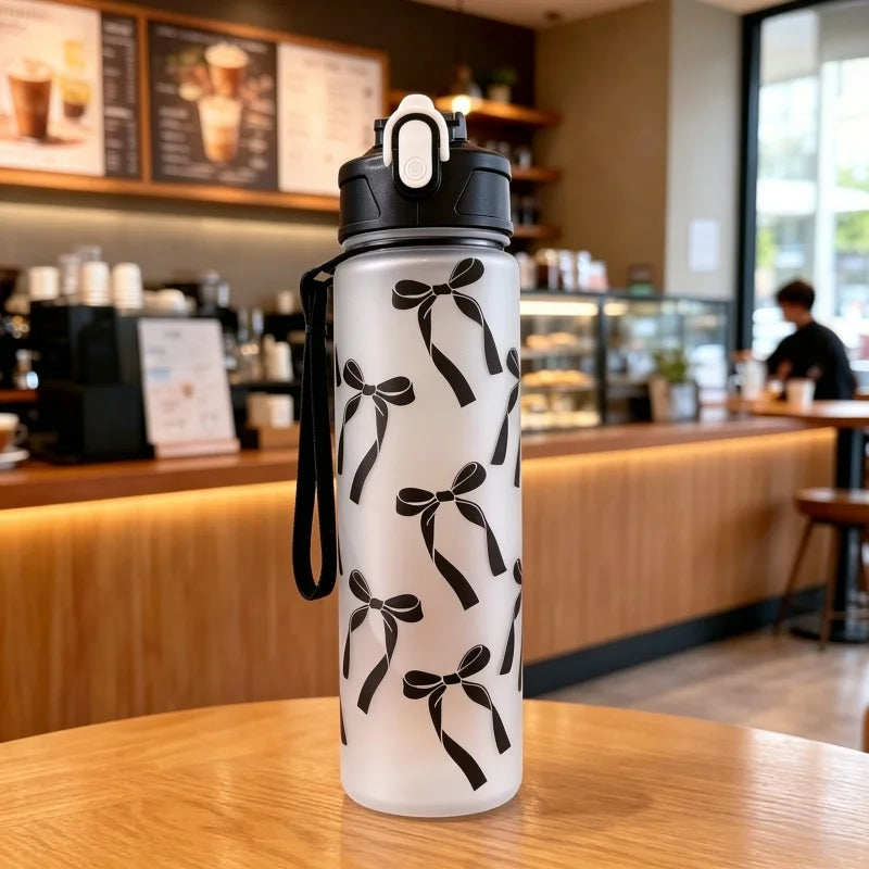 800ml/27oz Large Capacity Sports Water Bottle Leak Proof Plastic Drinking Cup With Time Scale Suitable For Travel Fitness Sports