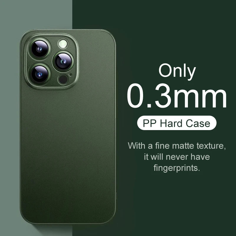 0.3mm Ultra Thin Matte Case For iPhone 16 15 14 13 12 mini 11 Pro XS Max X XR 7 8 Plus 16e Translucent Hard Frosted Cover Fundas