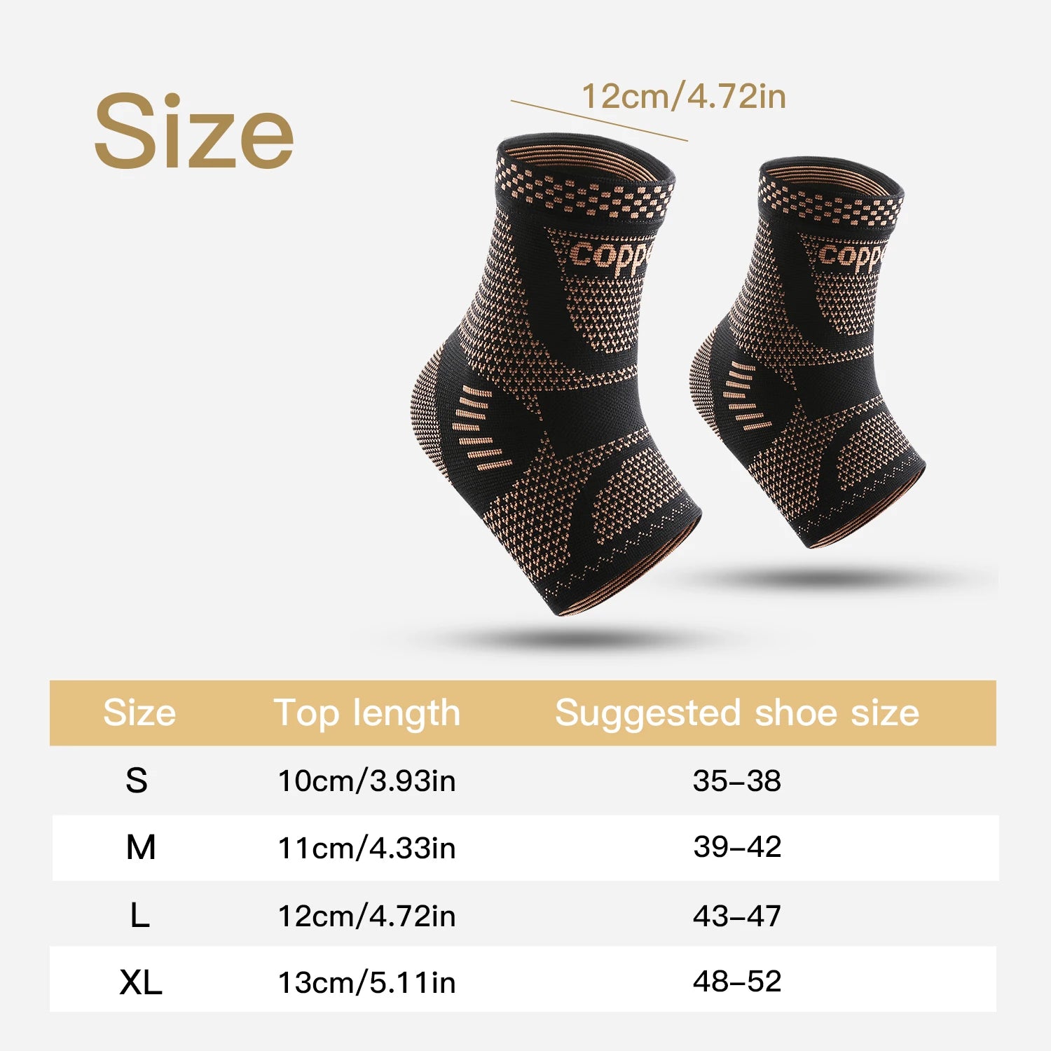 Copper Ankle Brace,Infused Ankle Support Compression Sleeve for Men Women,for Foot Pain,Sprained Ankle,Recovery,sports
