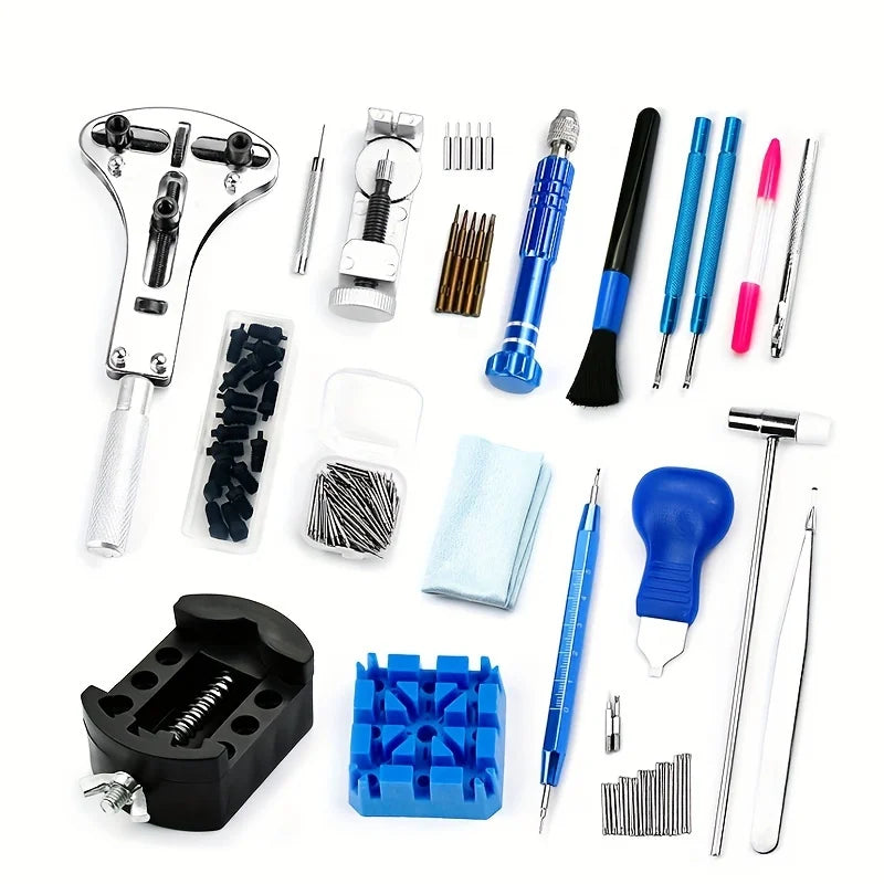 212pcs Watch Opener Repair Tool Kit Clock Pry Knife Screwdriver Pin Hammer Set Watchmaker Band Link Clockmaker Accessory