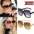 2PCS Brand Designer Fashion Oversized Sunglasses Women Plastic Female Big Frame Gradient Sun Glasses UV400 gafas de sol mujer