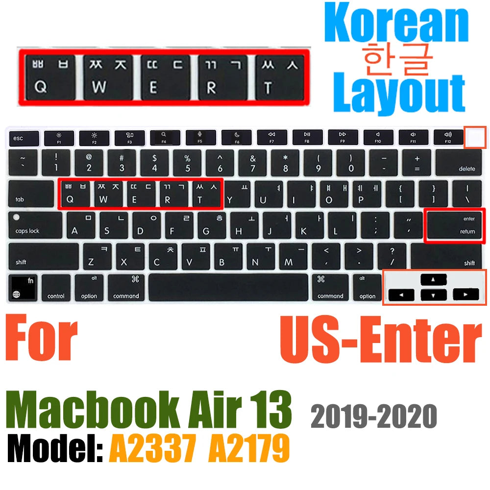 Keyboard Cover For MacBook Air 13 inch 2022 2021 2020 Release A2337 M1 A2179 with Touch ID Waterproof Protective Silicone Skin
