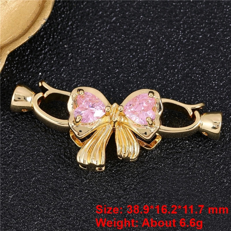 Juya 18K Gold Plated Decorative Fasteners Connector Locks Pearls Clasps Accessories For DIY Needlework Beads Jewelry Making