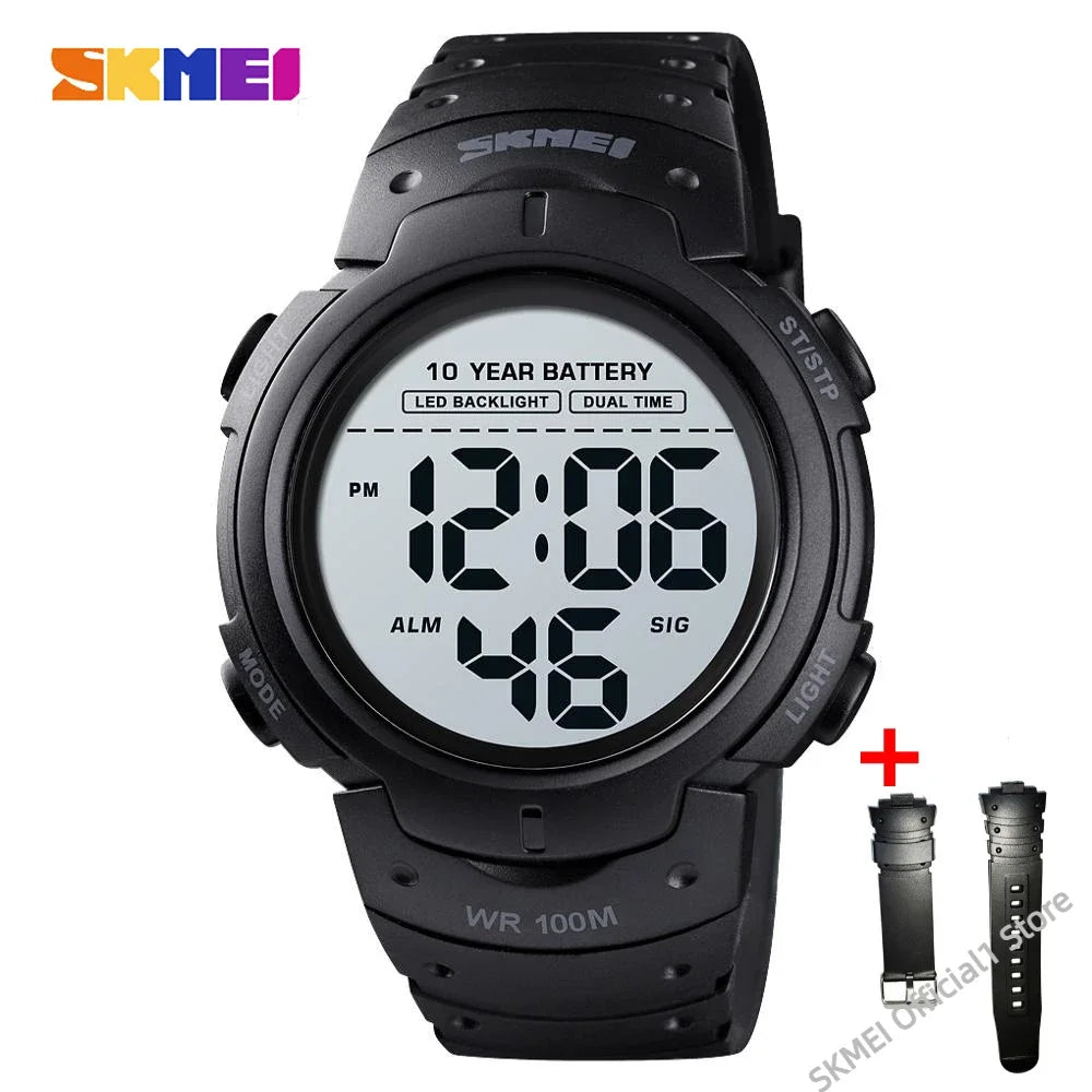 SKMEI 1560 Sport Electronics Watch for Men 100M Waterproof LED Display Digital Mens Wristwatches Stopwatch Military Reloj Hombre