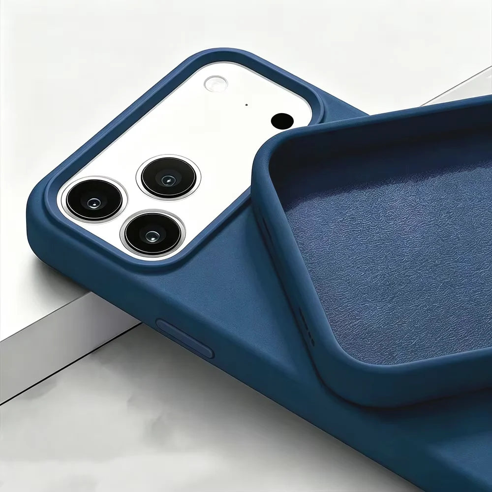 Phone Case - Original Liquid Silicone Soft Phone Case for iPhone 18 17 16 15 14 13 Pro Max Candy Color Shockproof Cover Funda