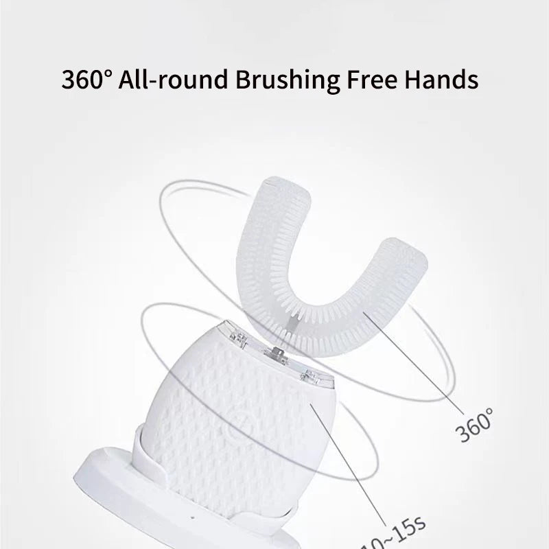 360 Degreed U Type Automatic Electric Toothbrush Rechargeable forAdults Ultrasonic Sonic Tooth Brushes Blue Light IPX7Waterproof