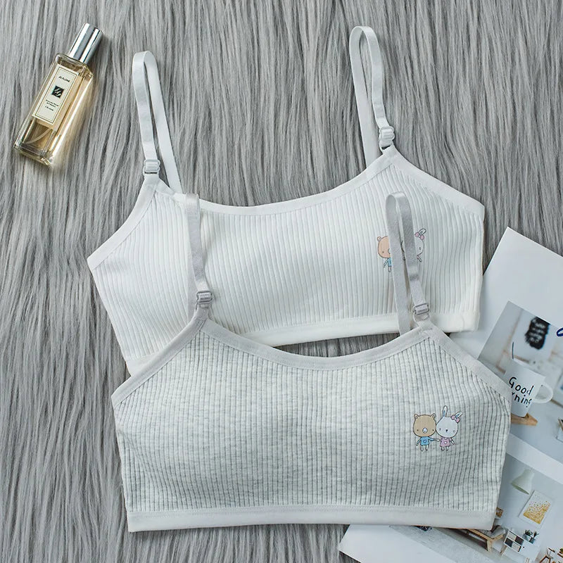 1PC 8-16Y Kids Training Bras Young Girls Underwear Teenage Training Bras Cotton Child Cute Brassiere Tube Tops Girl's Sport Bras
