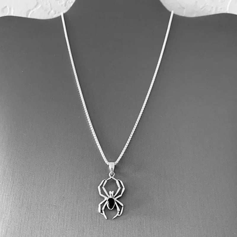 New 925 Sterling Silver Spider Necklace Personality Charm Simple Animal Pendant Collar Birthday Gift Women's Exquisite Jewelry