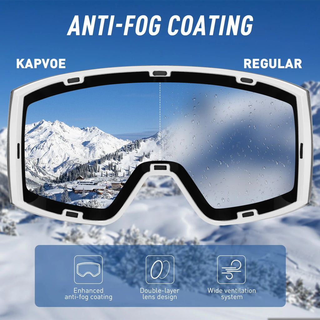 KAPVOE Outdoor Ski Goggles Men Snowboard Glasses Women Winter Snow Sunglasses UV400 Magnetic Attraction Anti-Fog Skiing Goggles