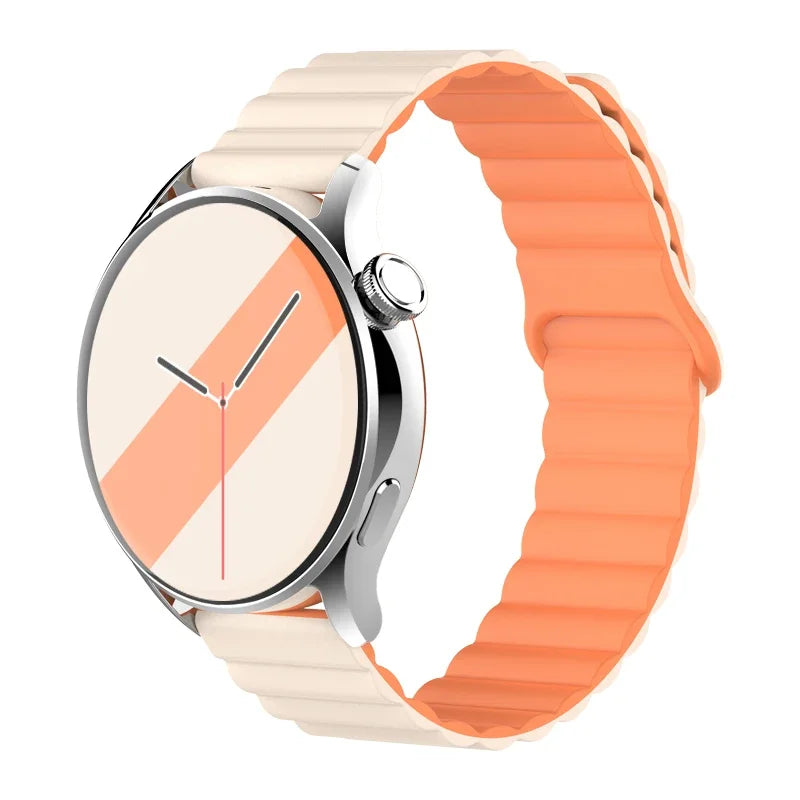 20mm 22mm Magnetic Loop band For Samsung Galaxy watch 6/5 pro/4/Classic/active 2 Silicone link bracelet huawei GT 2-2e 3-4 strap