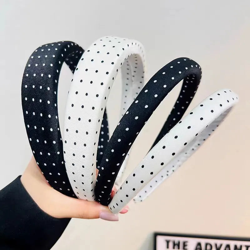 1/4pcs Simple Black White Polka Dot Wide Side Headband for Women Elegant Daily Wear Hair Band Fashion Girls Wash Face Hair Hoop