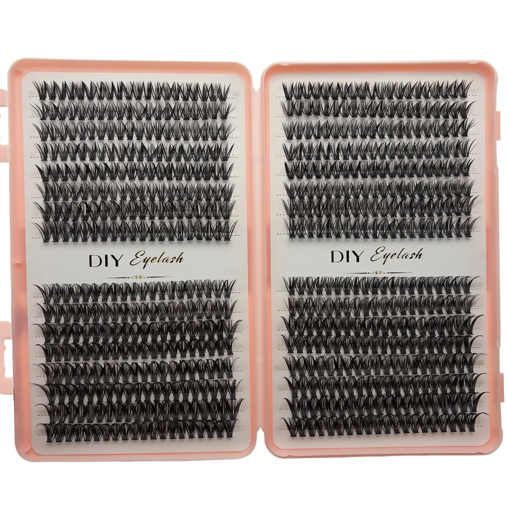 Individual Lashes 10-14mm 640pcs Cluster Lashes Natural Look Mixed Tray DIY Eyelash Extension Volume Clusters Eyelashes
