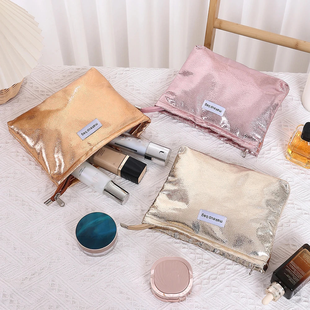 Fashion Shiny Sequins Cosmetic Bag Portable Women Clutch Zipper Pouch Handbag Makeup Toiletries Storage Square Bags Wholesale