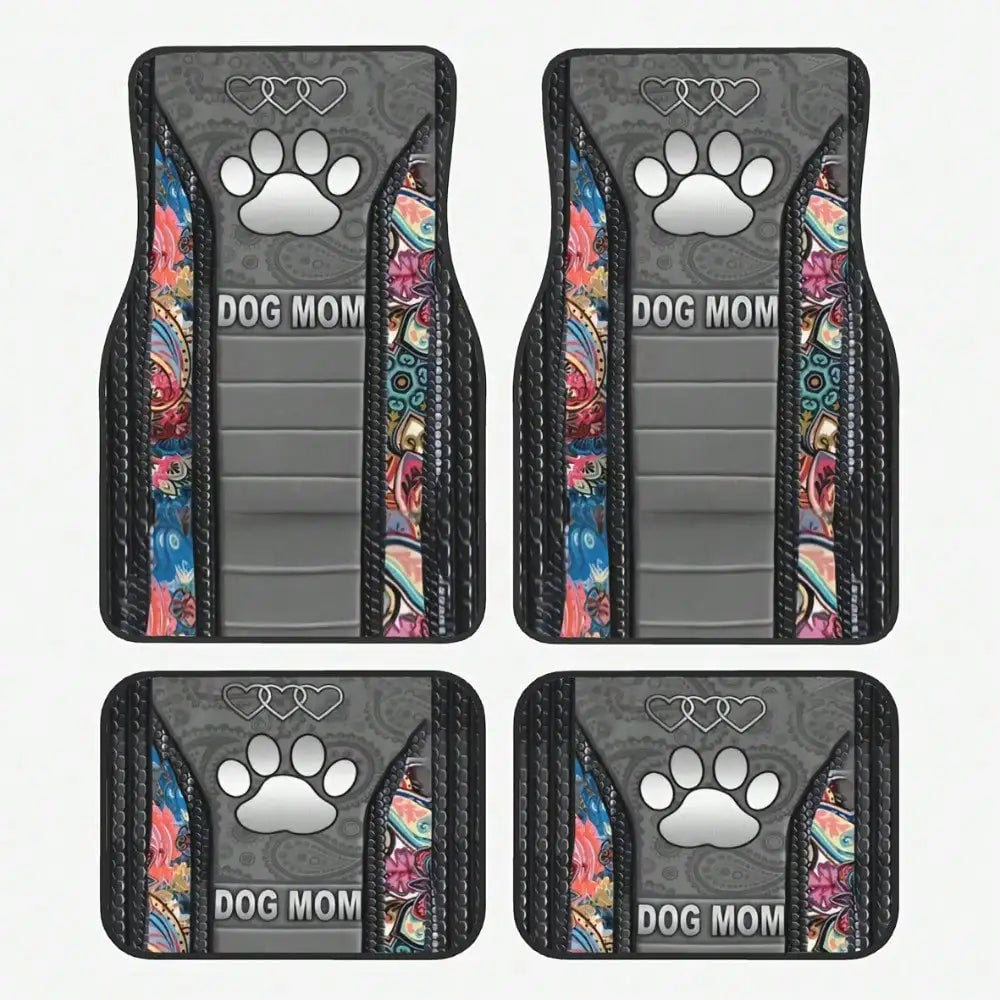 4pcs Deluxe Heart Paw Print Car Mats, Suitable for Most Car Front and Rear Seat Carpets, Car Interior Protector and Decoration