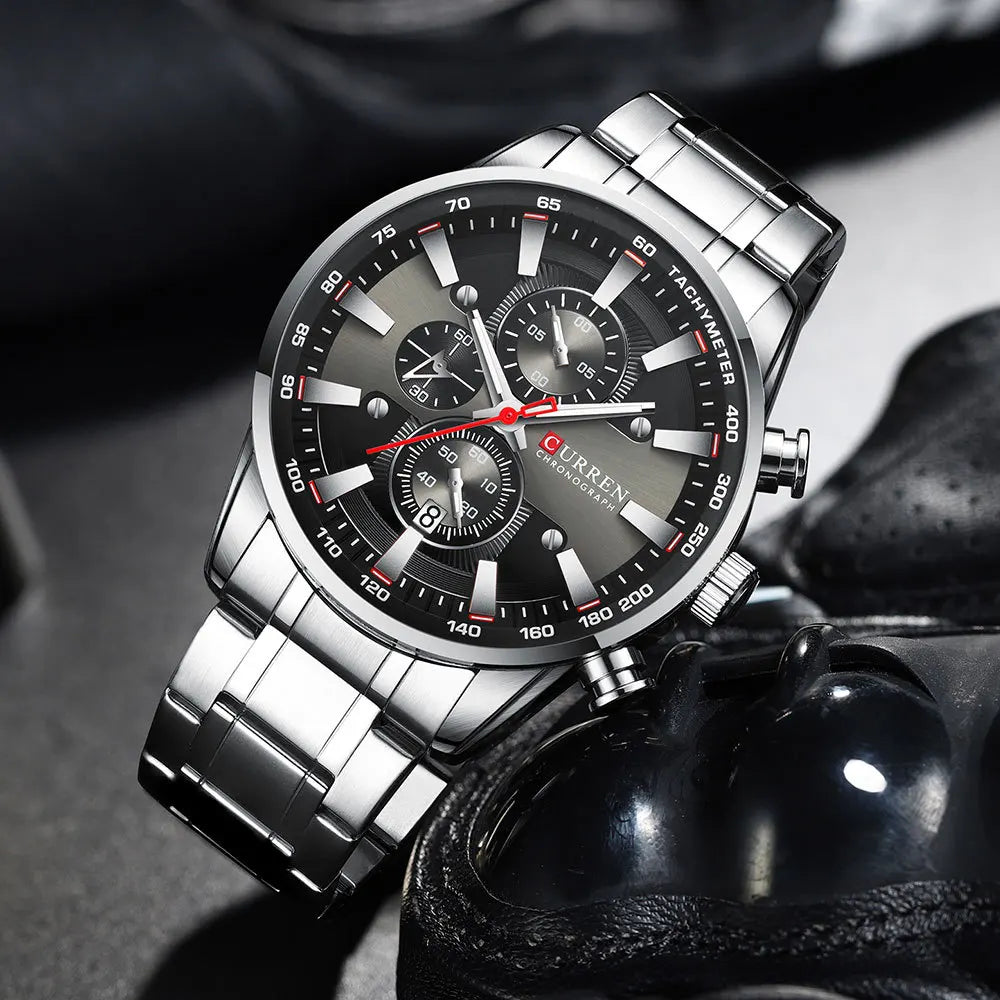 Men six-pin multifunctional quartz watch Waterproof round calendar wristwatch Sport Waterproof Wrist Chronograph Date Watches