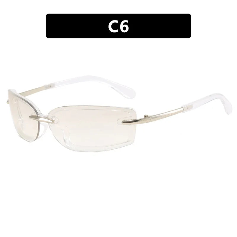 Rimless Y2K Style Sunglasses Rectangle Fashion Popular Women Men Shades Square Sun Glasses for Female Male Glasses Metal Frame