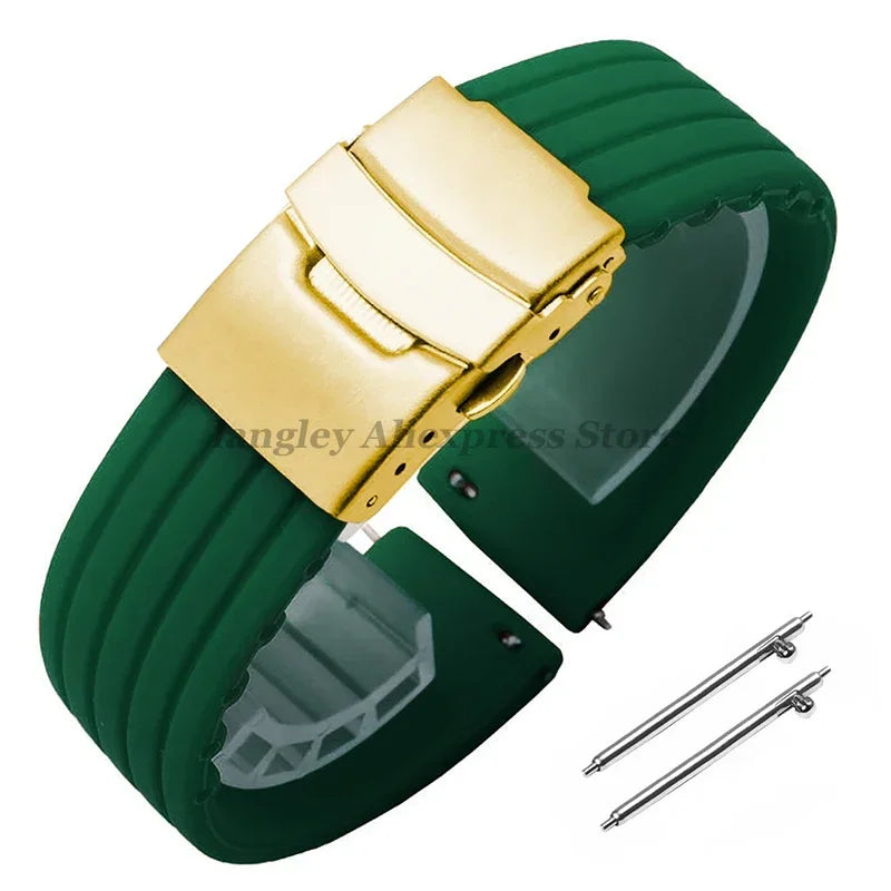 18mm 20mm 22mm 24mm Quick Release Silicone Watchband for Huawei Watch GT4/GT3 46mm for Seiko for Omega for Fossil Rubber Straps
