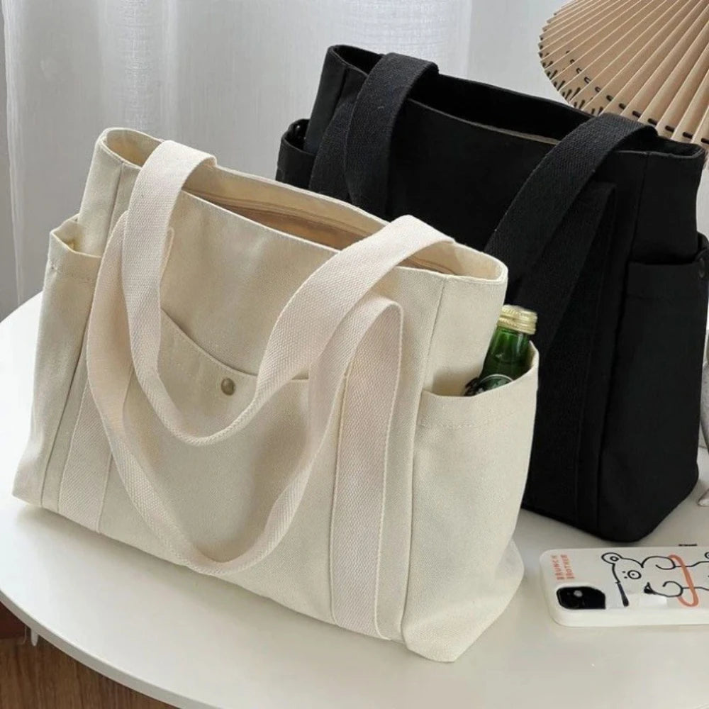 Large Capacity Canvas Tote Bags for Work Commuting Shopping Women Carrying Bag College Style Student Outfit Book Shoulder Bags