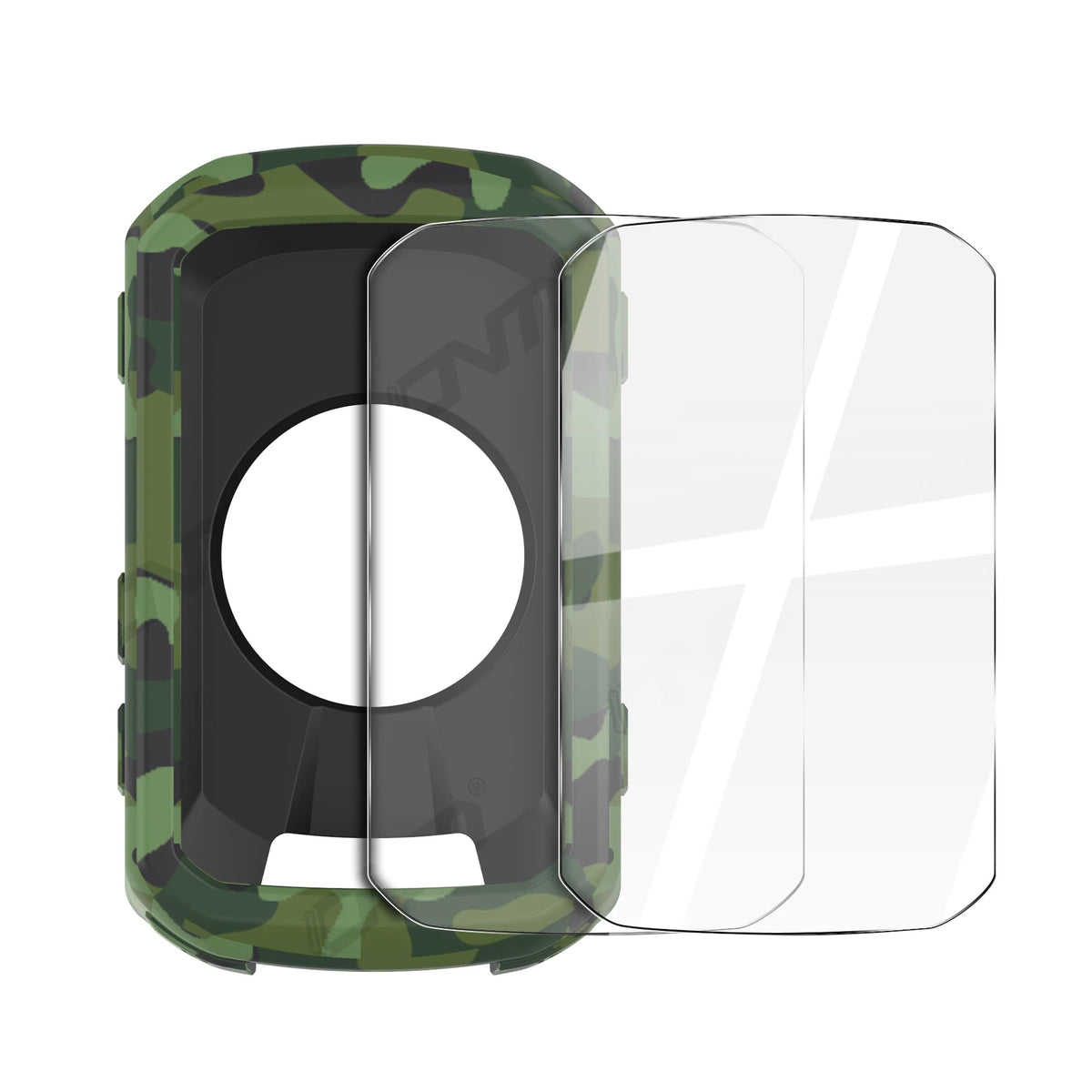 2-in-1 Kit: Silicone Case & 2 Tempered Glass for Garmin Edge 550/850 GPS Bike Computer, Protective Cover + Dual Screen Guards