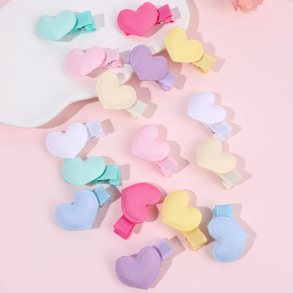 16Pcs Mini Heart Hair Clips Cute Small Love Barrettes Solid Kids Hairclips For Baby Girl Children's Infant Hairpin Accessories
