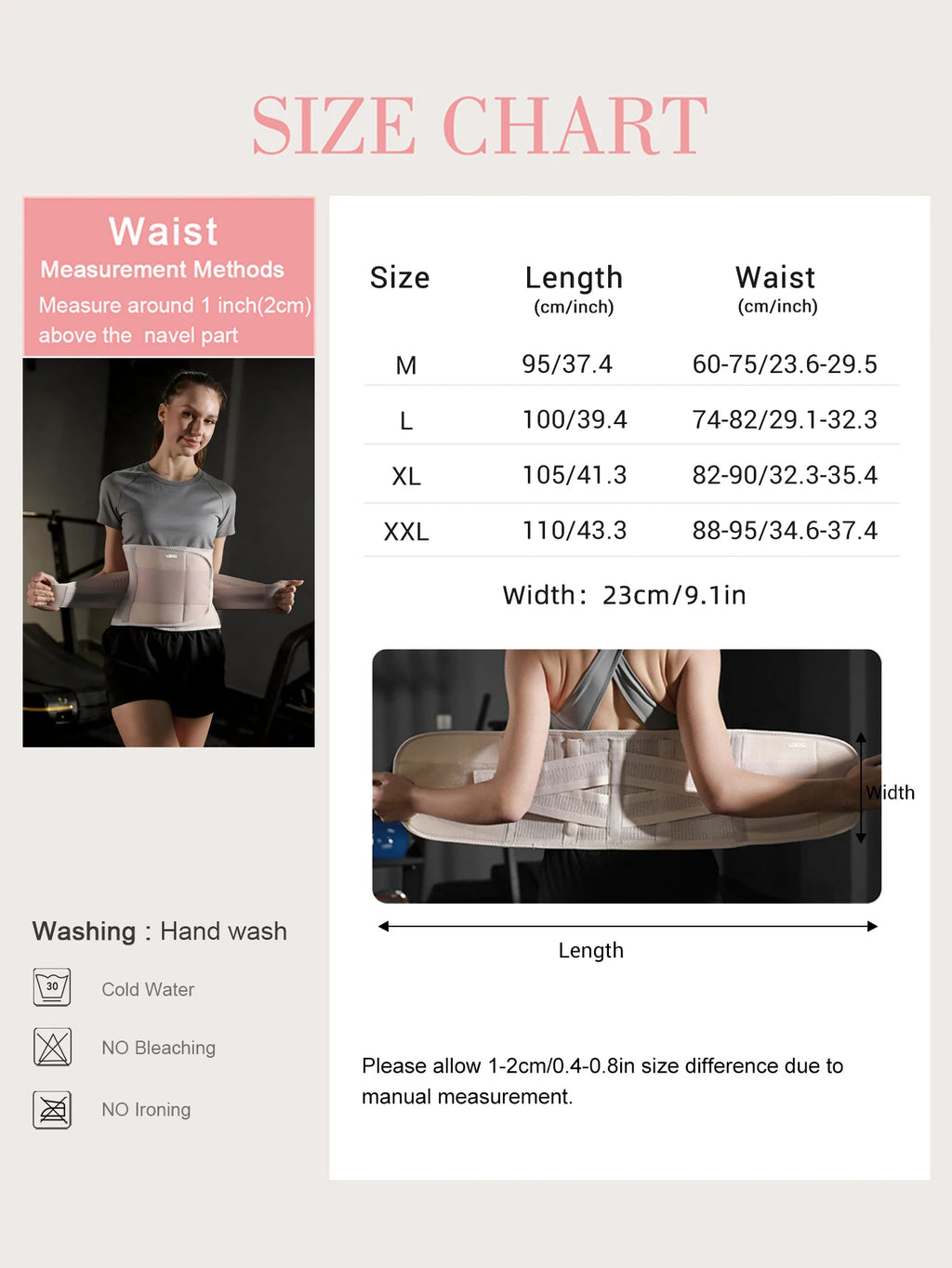 Universal Waist Belt, Lower Back Support for Back Pain, Adjustable Waist Trainer