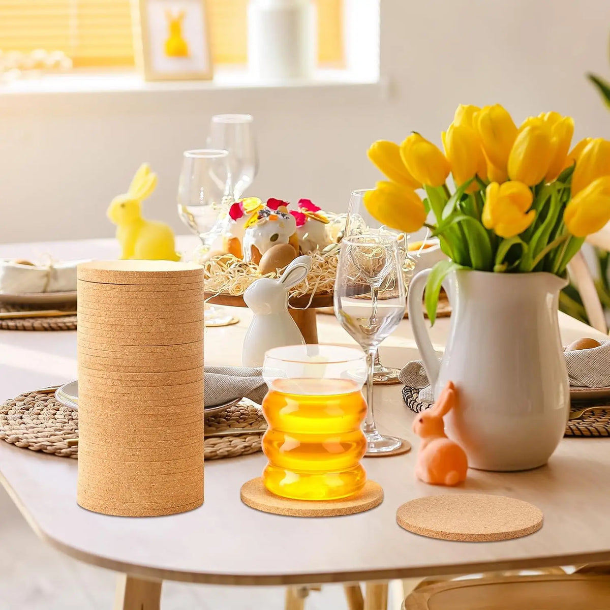 40/1pcs Non-Slip Cork Coasters Natural Round Wooden Cup Mat Heat Insulation Pads Table Decoration Drinks Tea Coffee Holder Cork