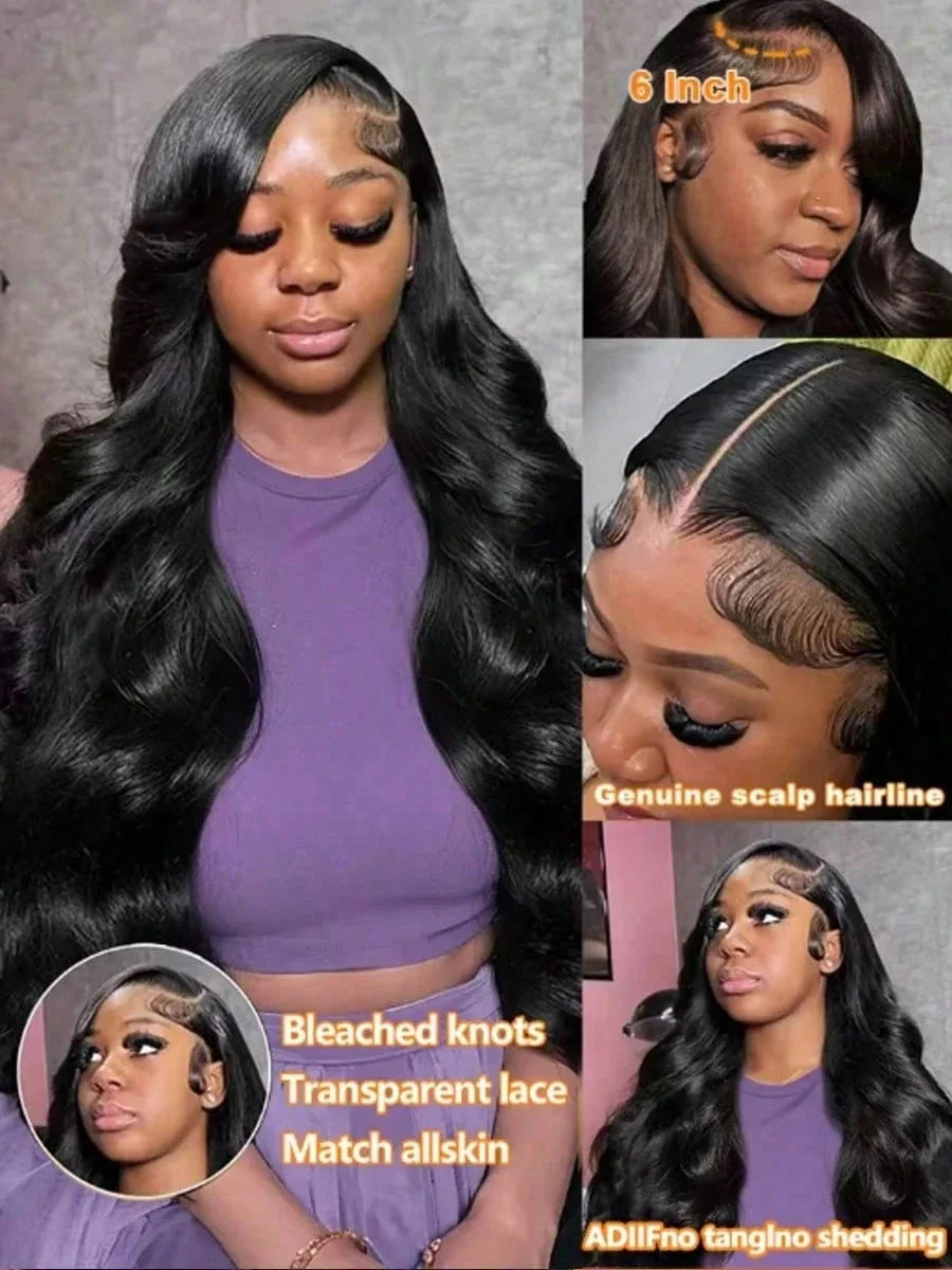 40 42Inch 200% Density  Wigs Human Hair Pre Plucked Pre 13x4 HD Lace Wigs Body Wave Lace Front Wigs Human Hair For Women Natural Black