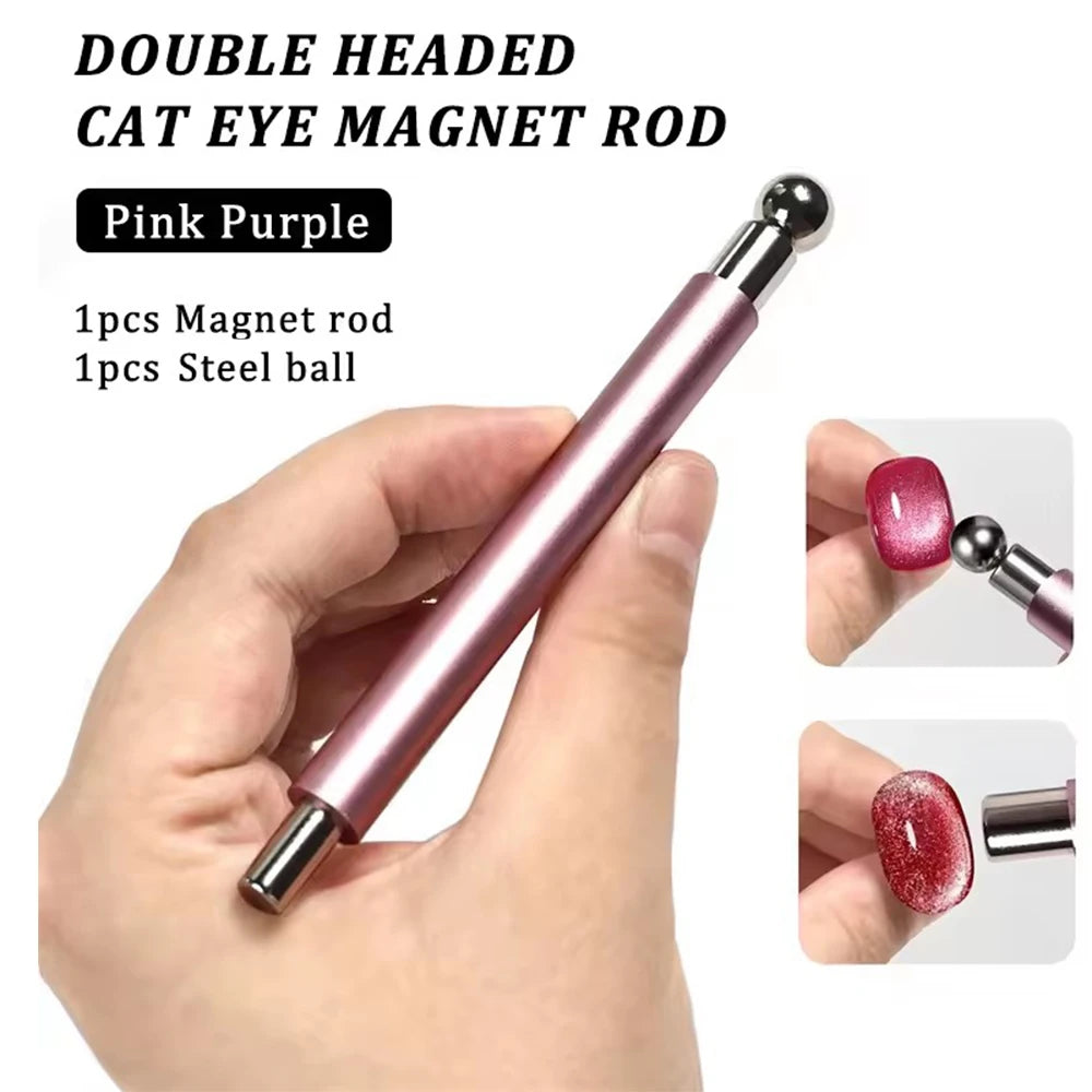 1/2Pcs Nail Cat Eye Magnetic Ball With Nail Magnetic Stick Tool Set Double-head Strong Magnet Pen 3D Cat Eye Gel Nail Supplies