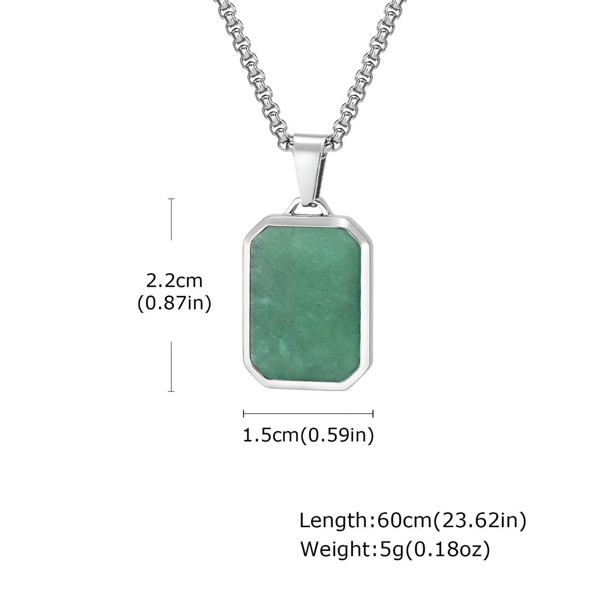 Trendy Pendant Necklaces for Men,Square Natural Stone Stainless Steel Necklaces,Hip Hop Healing Jewelry Gifts for Husband Dad