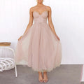 Elegant Midi Wrap A-Line Dress Women Spaghetti Strap 2025 High Waist Tulle Evening Dress Backless Sexy Party Dresses