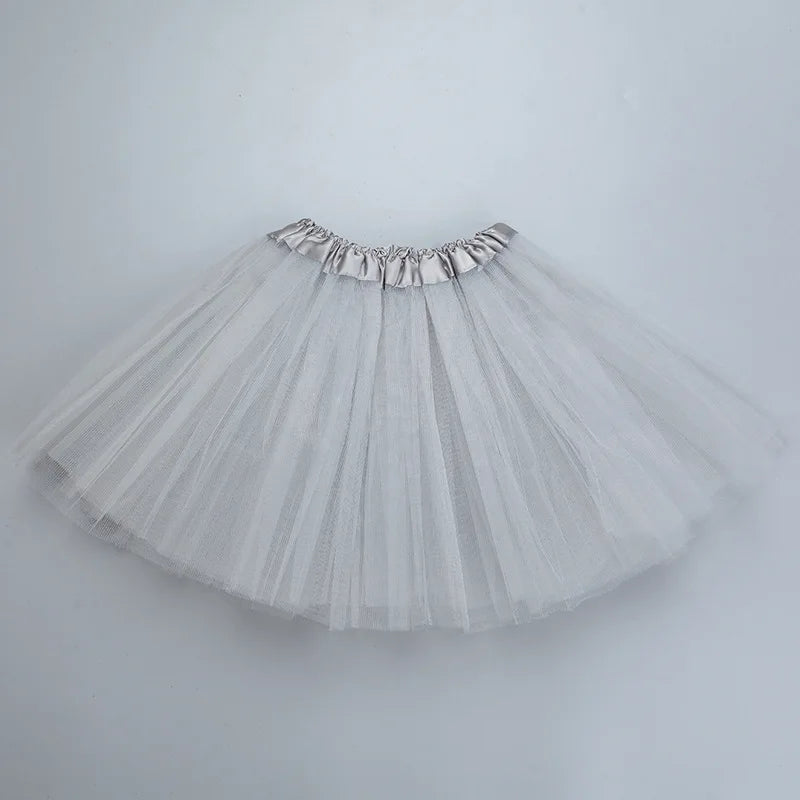 Girl Elastic Ballet Dancewear Tutus Mini Skirt For Birthday Party Dance 3 Layer Tulle Tutu Skirt for Kids Princess 2-8Y Girls