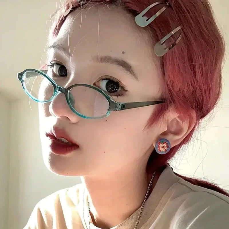 Unisex Small Frame Minus Diopter Eyeglasses Fashion Oval High Definition Myopia Eyewear Ultra Light Near Sight Goggle 0 To -4.0