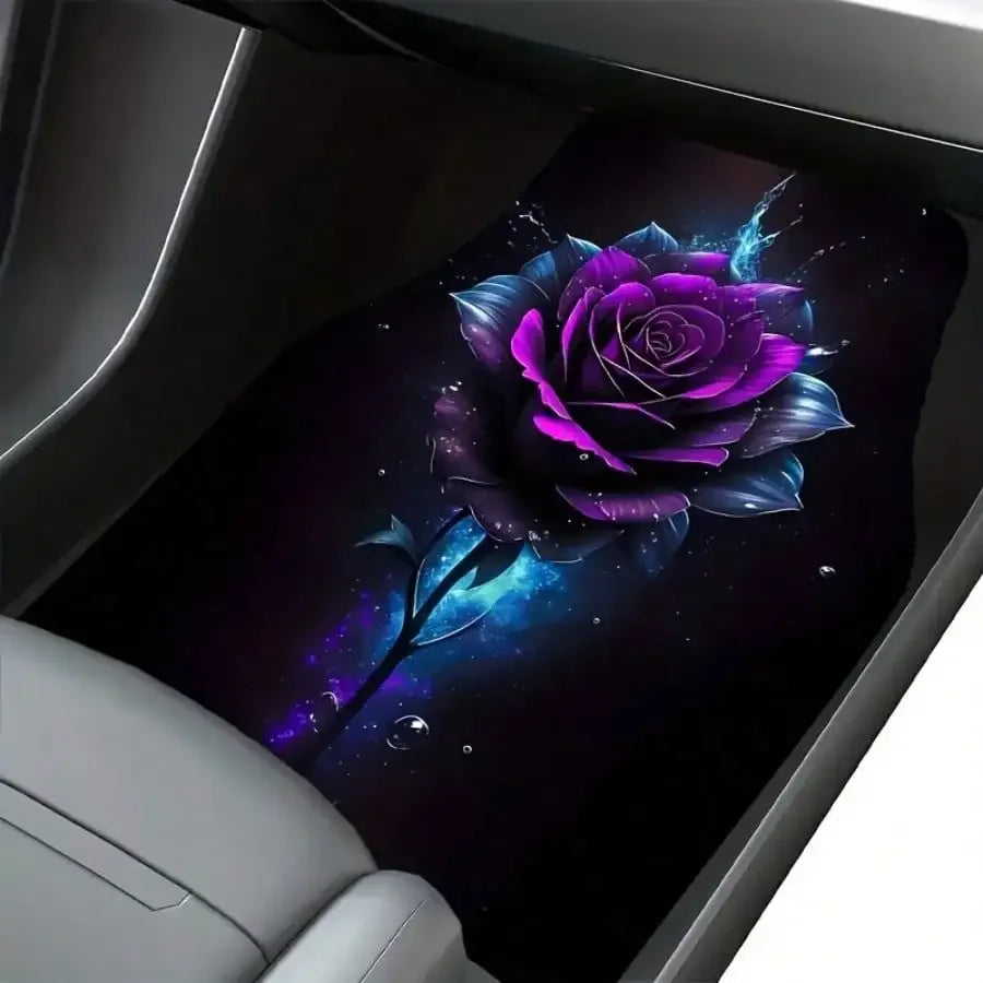 4-Piece rose-patterned car floor mats, non-slip all-season vehicle mats, ideal Christmas gift for cars and SUVs, men and women