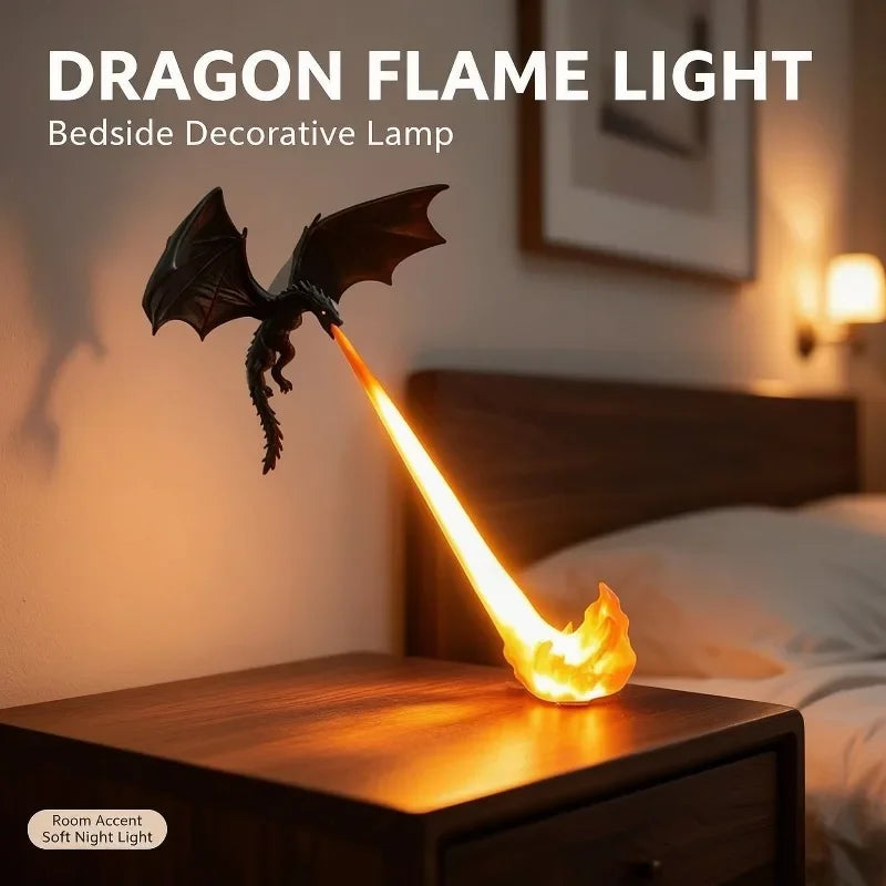 Fire-Breathing Dragon LED Light 3D-Printed Flying Dragon Desktop Decorative Lighting, Bedroom Ornament, Halloween Birthday Gift
