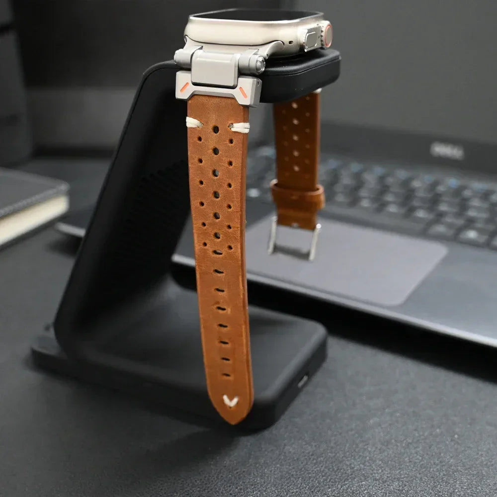 Luxury Leather Band for Apple Watch Ultra 3 2 49mm Series 11 10 46mm 9 8 7 45mm Correa Strap for iWatch 6 5 4 Se 3 44mm Bracelet
