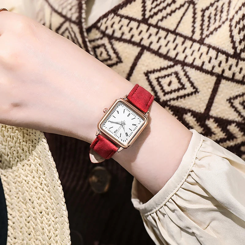 Women Watches Fashion Square Arabic Dial Quartz Watch Casual Leather Strap Ladies Wristwatches Clock Gift Reloj Mujer