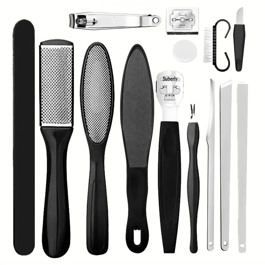 Stainless Steel Pedicure Tool Kit Foot File Dead Skin And Callus Removal Trimming Supplies For Household Personal Foot Care Daily Maintenance
