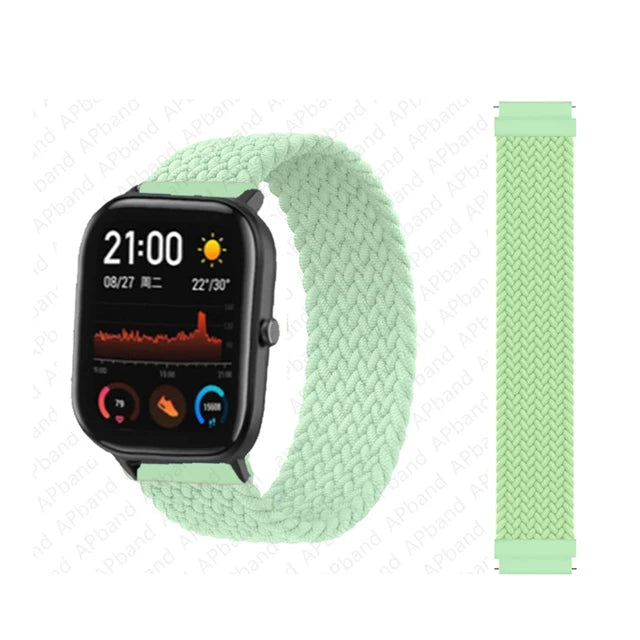20mm 22mm Watch Straps For Amazfit GTS/4/3/2/2e/GTS2 Mini/GTR 4/3 pro/GTR2/2e/2 Braided solo loop Bracelet Amazfit bip 6 5 band