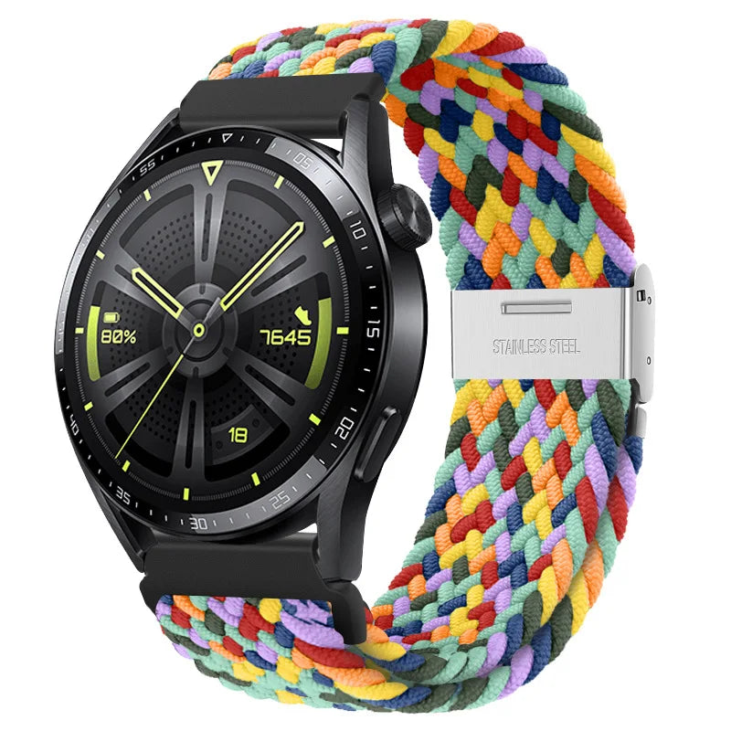 22mm 20mm Nylon Strap For Samsung Galaxy Watch 6 5 4/Gear S3 Magnetic Buckle Metal Adjustment Band For Huawei IWatch 4 GT2/3 Pro