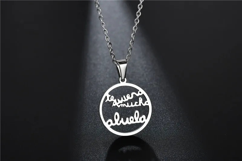 Grandmother Stainless Steel Statement Necklace Women Jewelry Silver Color Necklaces & Pendants Jewelry Navidad