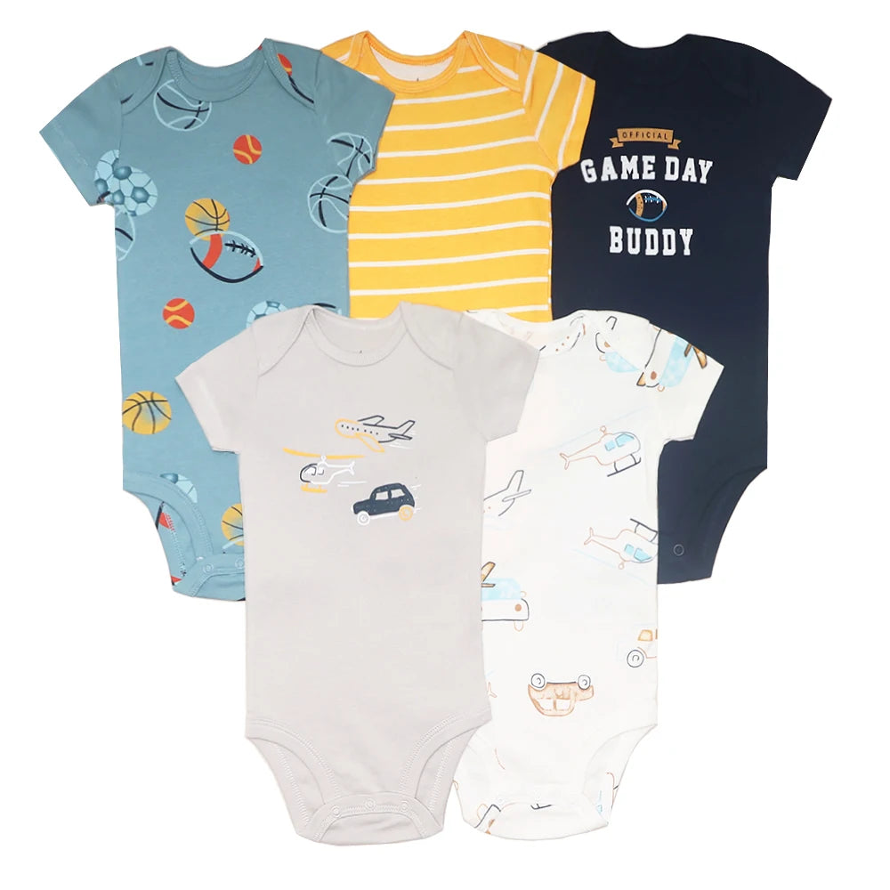 5Pcs/Lot Baby Boy Clothes Cartoon Dinosaur Bodysuits Cotton Summer Newborn Baby Girl Clothing Infant 6-24 Month Outfits Bebe