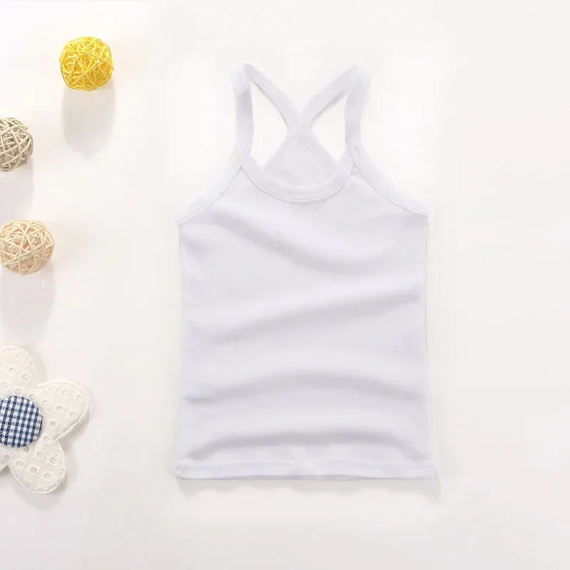 Children Vests T-shirts Summer Boys Girls Cotton Sports Tops Waistcoat Pure Color Casual Kids Vest
